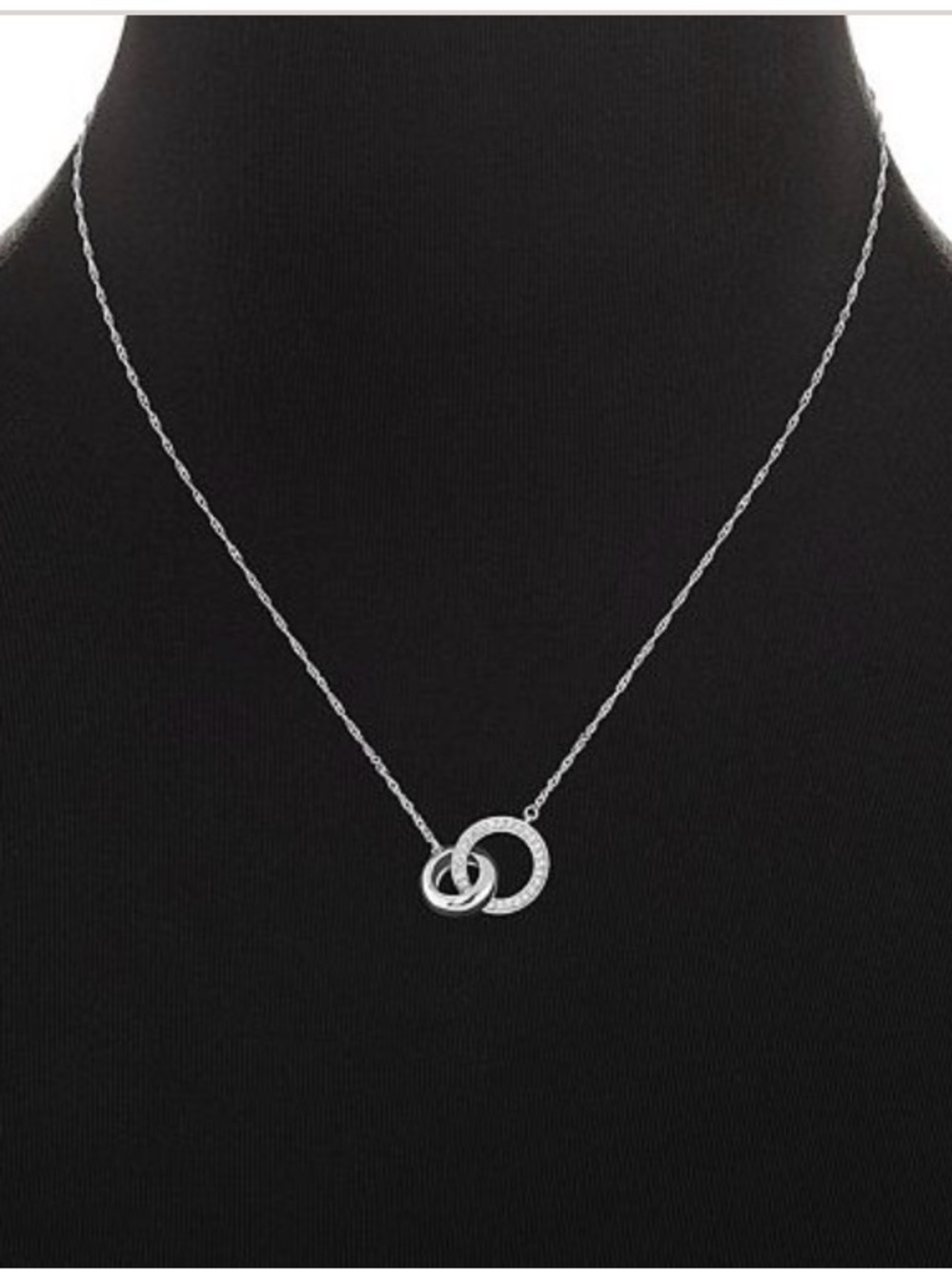 Interlocking Double Circle Necklace - Silver Tone